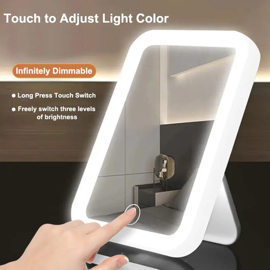 Espejo de tocador LED de 3 colores con pantalla táctil
